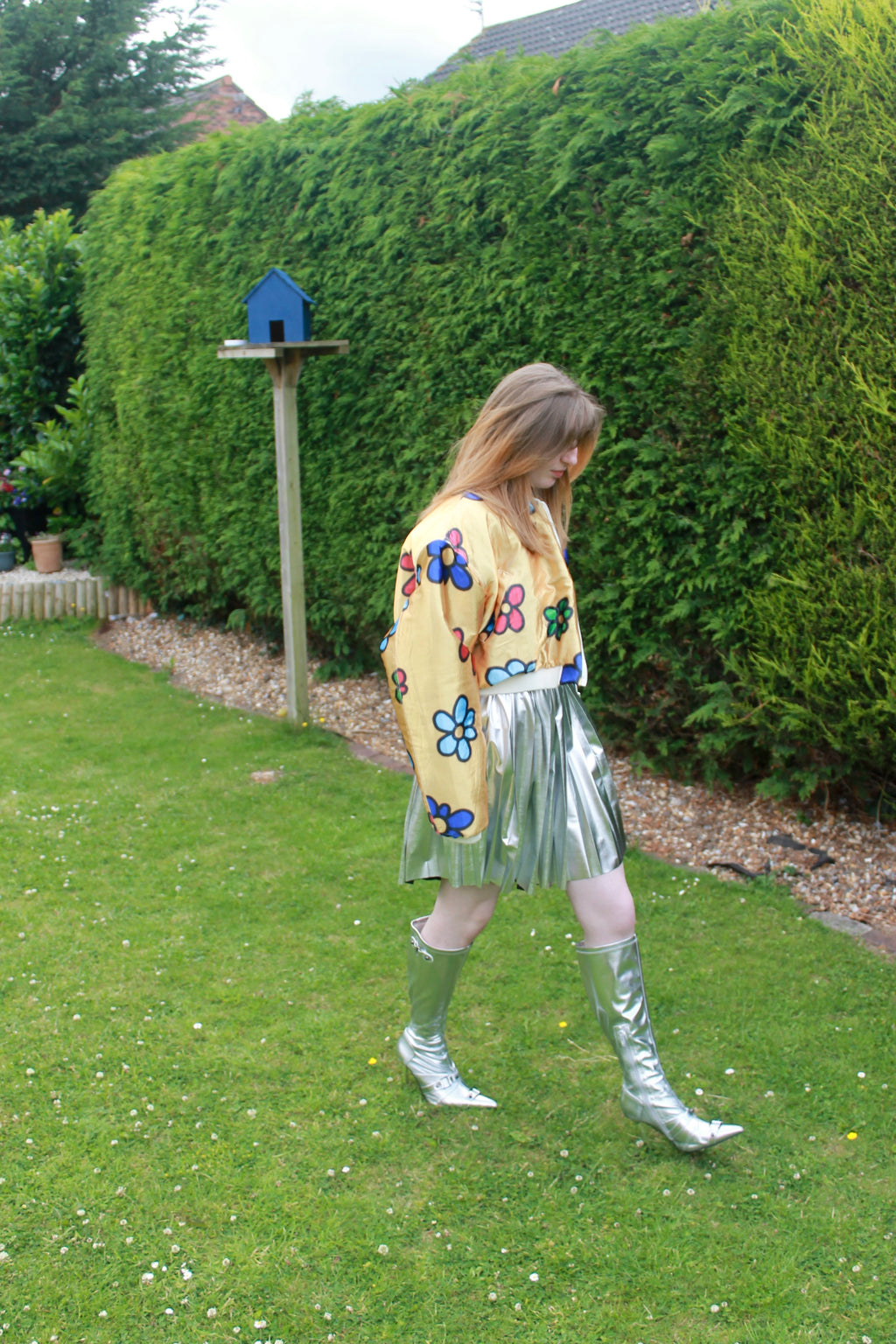 Silver Metallic Pleated Shorts