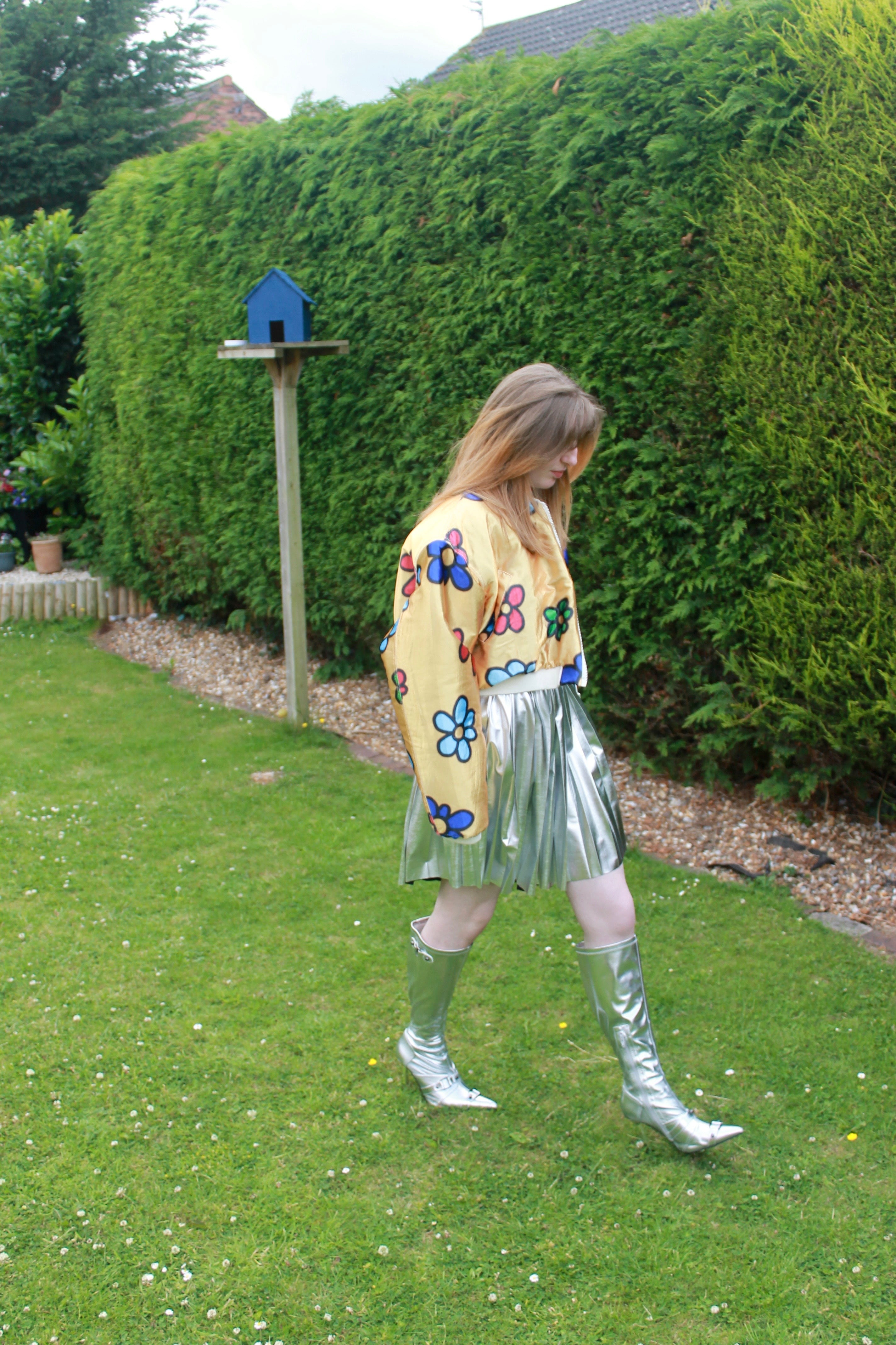 Silver Metallic Pleated Shorts