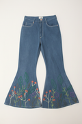Lay flat image of floral flared jeans