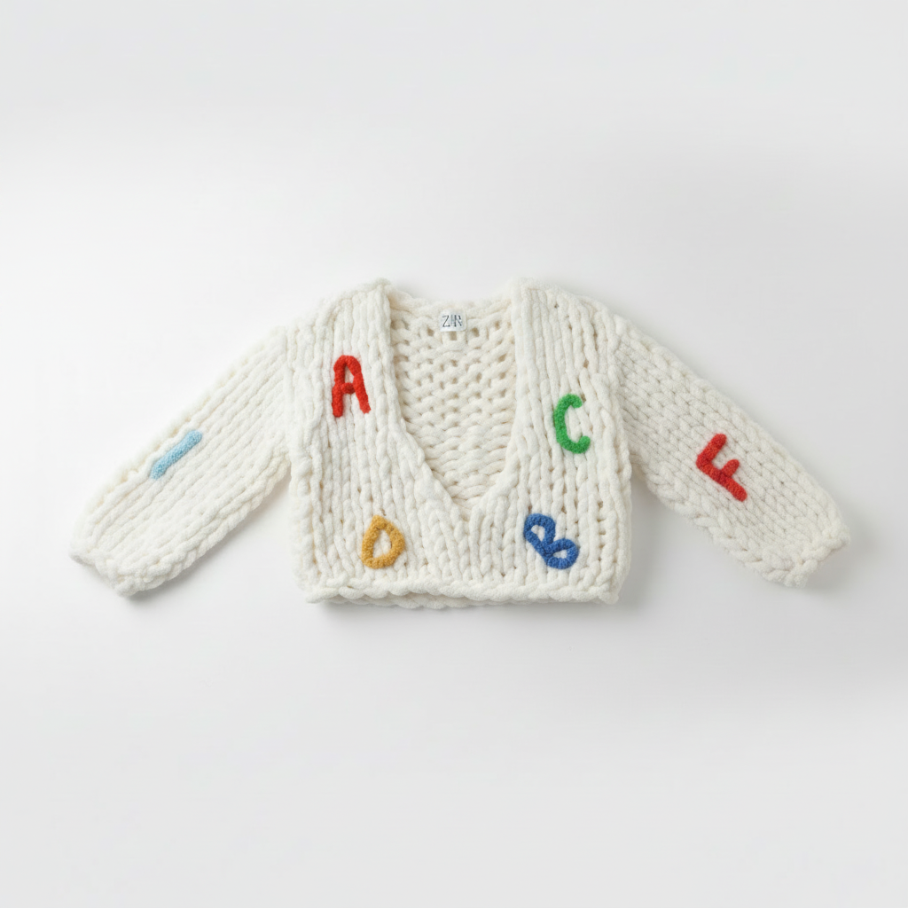 Chunky Knit Alphabet Jumper flat lay