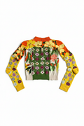 Tropical floral knit jumper alternate view flat lay on white background