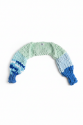 Chunky knit blue ombre sweater flat lay on white background