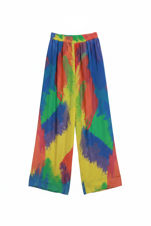 Abstract Print Wide-Leg Trousers – front lay flat