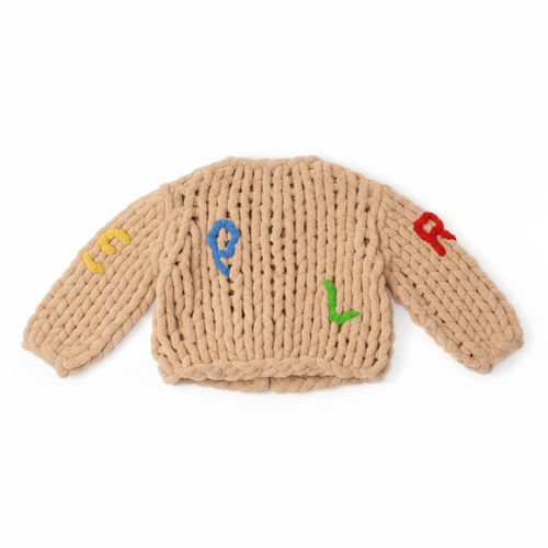 ABC Cardigan back view lay flat on white background