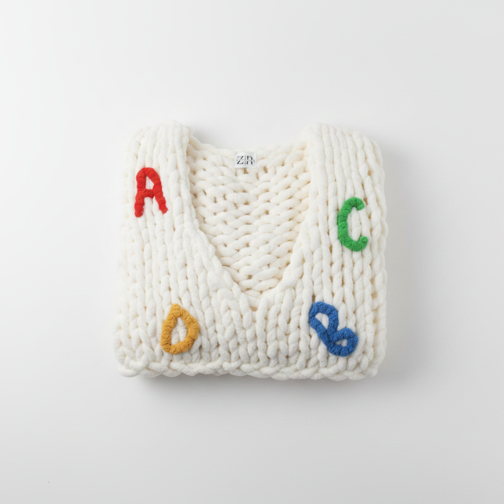 Chunky Knit Alphabet Jumper - folded flat lay